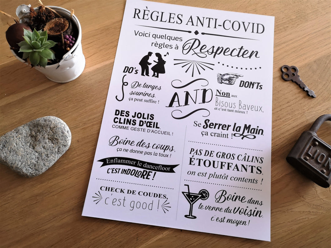 Poster règles anti-covid mariage Aurélie et Matthieu