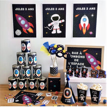 kit anniversaire à imprimer enfant thème espace fusée planètes tête de coucou décoration jeux affiches organisations fête
