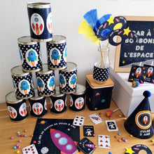 kit anniversaire à imprimer enfant thème espace fusée planètes tête de coucou décoration jeux masques organisations fête