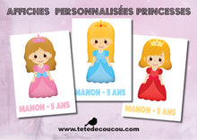 Affiches A4 Kit anniversaire personnalisé princesse fille rose à imprimer tête de coucou