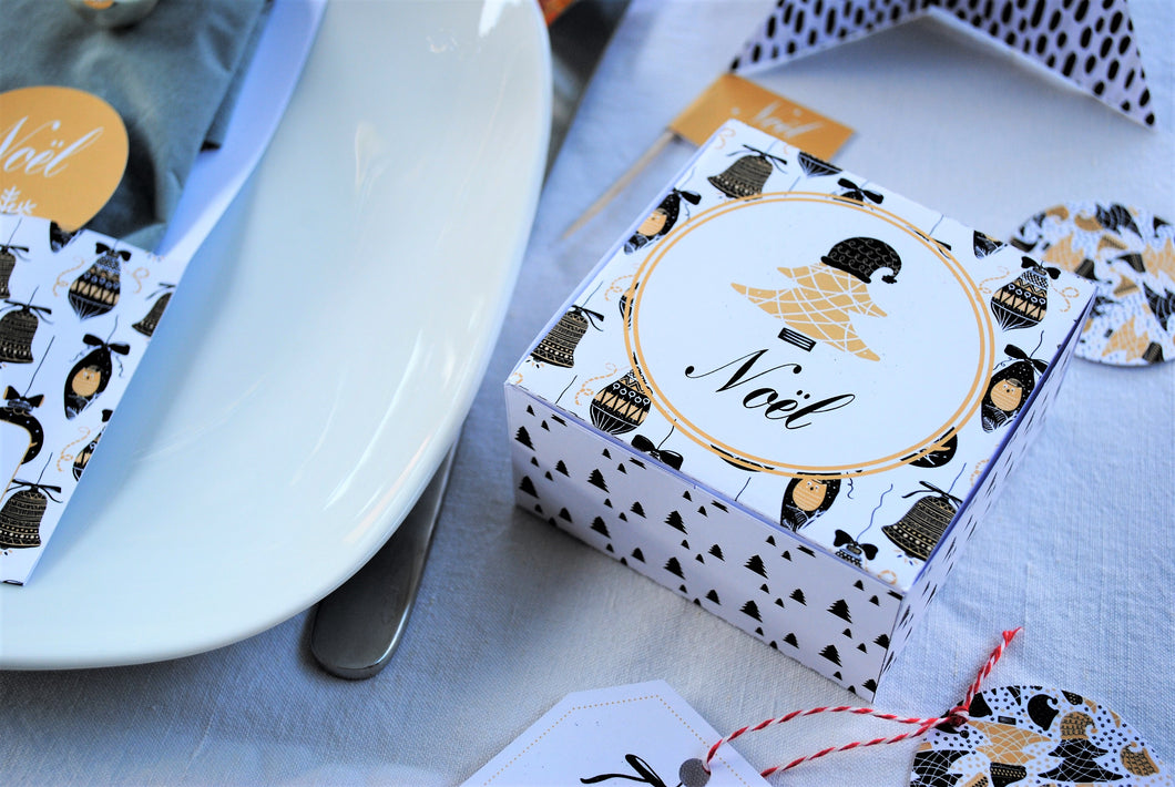 Boîte chocolats de Noël à imprimer décoration table tête de coucou