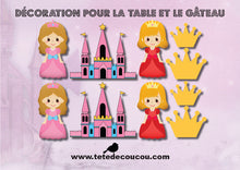 Décoration Kit anniversaire personnalisé princesse fille rose à imprimer tête de coucou