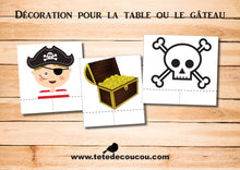 Elements de déco kit anniversaire personnalisé thème pirate à imprimer tête de coucou déco organisation