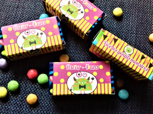 Etiquettes anniversaire mini smarties monstres à imprimer tête de coucou printable 