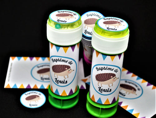 Etiquettes bulles de savon baptême à imprimer cadeau invités tête de coucou 