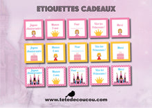Etiquettes cadeaux Kit anniversaire personnalisé princesse fille rose à imprimer tête de coucou