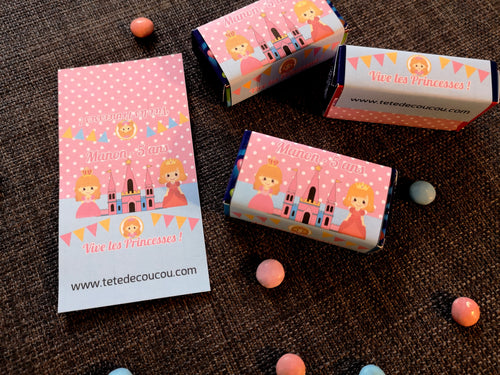 Etiquettes smarties personnalisation prénom à imprimer anniversaire princesse tête de coucou