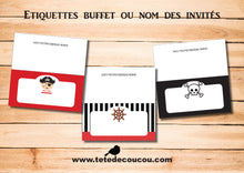Etiquettes invités buffet kit anniversaire personnalisé thème pirate à imprimer tête de coucou déco organisation