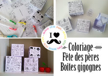 Fête des pères coloriage boîtes gogognes à imprimer