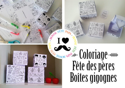 Fête des pères coloriage boîtes gogognes à imprimer