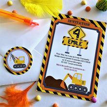 Invitation personnalisée kit anniversaire à imprimer enfant thème engins chantier construction tête de coucou