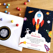Invitation personnalisée kit anniversaire à imprimer enfant thème espace fusée planètes tête de coucou