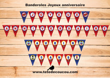 Kit anniversaire garçon thème Super Héros banderole joyeux anniversaire à imprimer printable tête de coucou batman, superman, spiderman