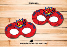 Kit anniversaire garçon thème Super Héros masques à imprimer printable tête de coucou batman, superman, spiderman