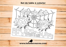 Kit anniversaire garçon thème Super Héros set de table à colorier à imprimer printable tête de coucou batman, superman, spiderman
