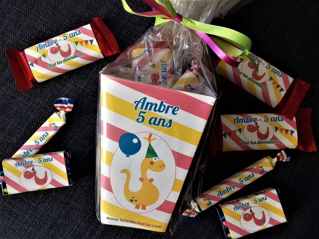 5 sachets de bonbons enfant personnalisés - Joyeux Anniversaire