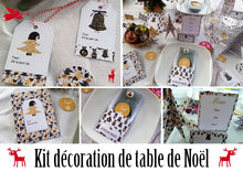 Kit décoration de table de Noël doré et noir à imprimer tête de coucou