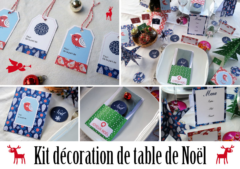 Kit décoration de table de Noël vitrine tête de coucou