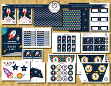 Kit anniversaire à imprimer thème espace planète astronaute organisation tête de coucou décoration cadeaux affiches