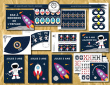 Kit anniversaire à imprimer thème espace planète cosmonaute organisation tête de coucou décoration cadeaux banderoles