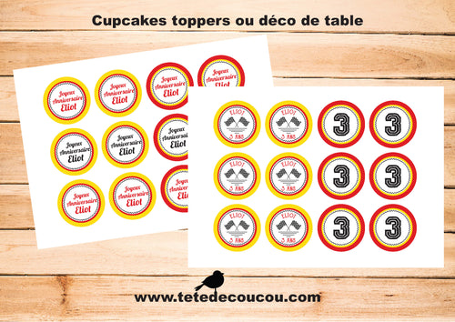 Kit anniversaire cars à imprimer décoration tête de coucou