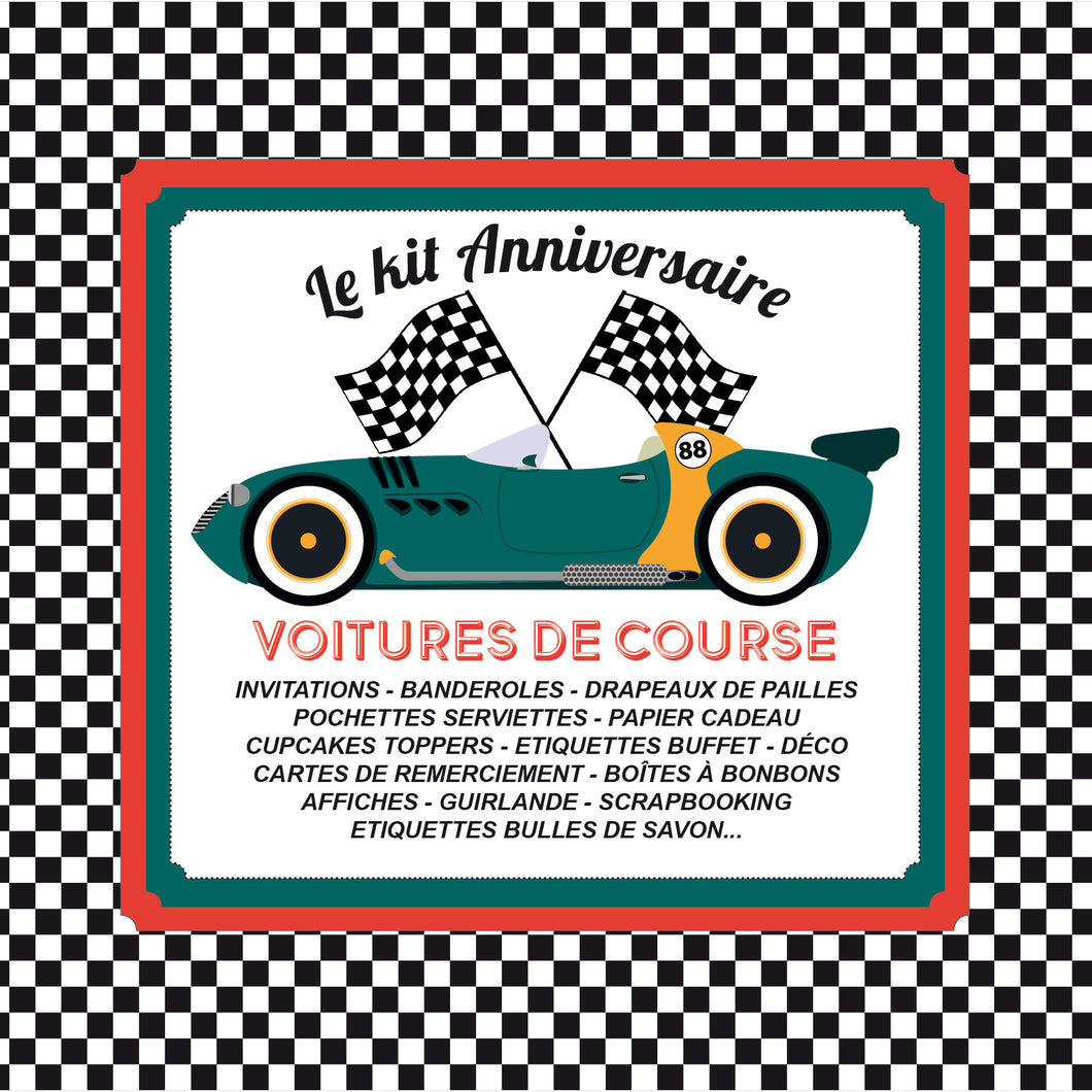 Assiette voiture de course - Décoration anniversaire voiture