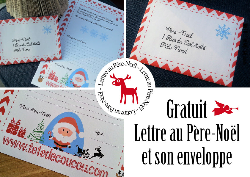 ☆ GRATUIT ☆ Lettre au Père-Noël et son enveloppe – Tête de Coucou