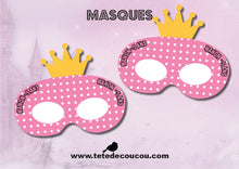 Masques Kit anniversaire personnalisé princesse fille rose à imprimer tête de coucou