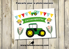 Pancarte affiche j'ai xx ans aujourd'hui anniversaire enfant garçon thème tracteur tête de coucou à imprimer printable