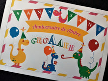 Pancarte de bienvenue personnalisée anniversaire enfant thème dinosaure tête de coucou à imprimer