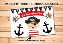 Pancarte photo souvenir kit anniversaire personnalisé thème pirate à imprimer tête de coucou déco organisation