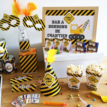 kit anniversaire à imprimer enfant engins chantier construction tête de coucou bar à bonbons masques organisations fête