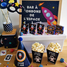 kit anniversaire à imprimer enfant thème espace fusée planètes tête de coucou bar à bonbons masques organisations fête