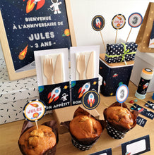 kit anniversaire à imprimer enfant thème espace fusée planètes tête de coucou décoration cupcakes organisations fête